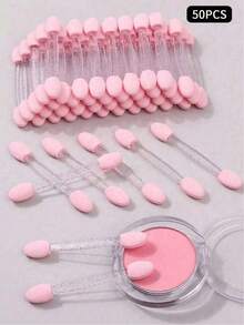 Set de 100/50/5 piezas de pinceles de sombra de ojos de doble punta/bolígrafo de punteado de arte de uñas, pincel degradado de uñas con soporte de diamante de imitación, pinceles de sombra de ojos desechables de doble cabeza, herramientas de maquillaje y manicura - Multicolor - Ver 4