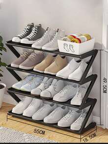 Estantería de zapatos de plástico con forma de Z, estantería de almacenamiento de pie, multifuncional de gran capacidad y fácil montaje, estantería de almacenamiento que ahorra espacio para el hogar y dormitorio, adecuada para la sala de estar y el dormitorio - Multicolor - Ver 17