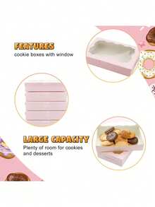 1/5/10pcs - Cookie & Pastry Boxes With Transparent Window, Size: 7 X 4.3 X 1.5 Inches, Kraft Paper Material, Premium Baking Food Gift Boxes, Suitable For Desserts, Weddings, Parties, Christmas, Birthdays - Multicolor - View 8