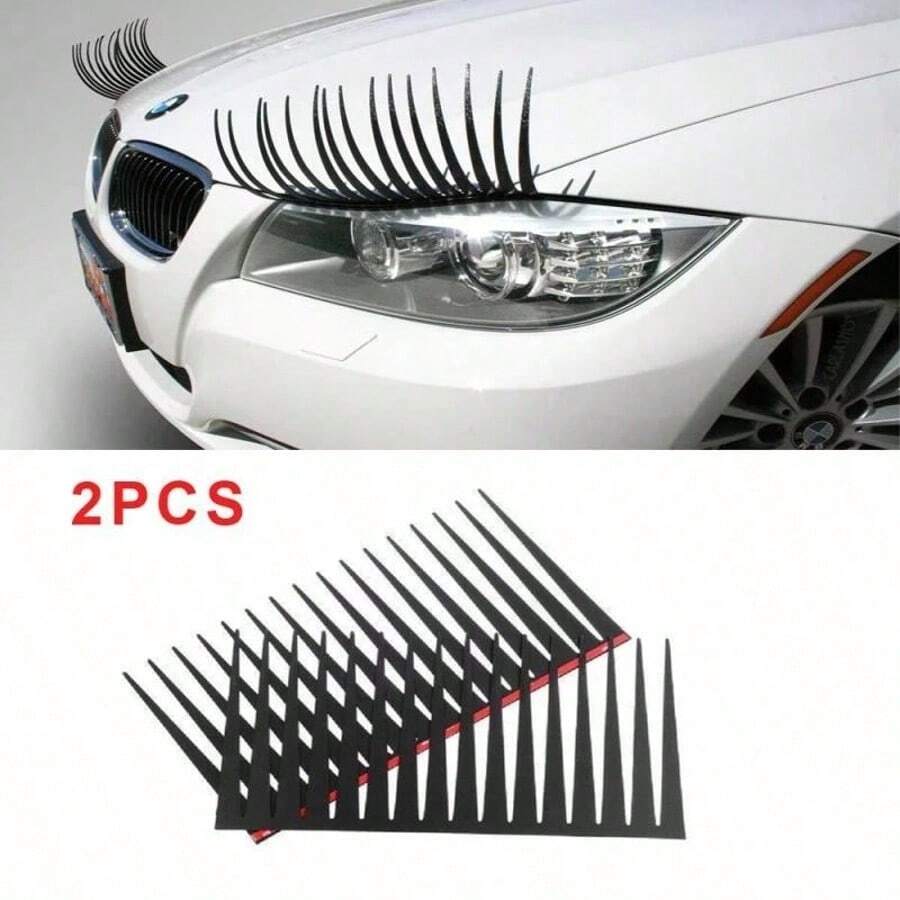 2 piezas Pegatina de coche creativa con pestañas negras para automóvil - A - Ver 1