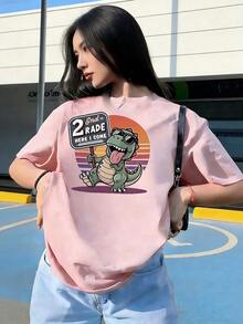 Youthful 80s Graphic Design Short Sleeve T-Shirt,  Short Sleeve T-Shirt For Spring And Summer 2026, Made In Mexico, 180 Grams. Cartoon Print, Couple Design, Suitable For Indoor Or Outdoor Wear. Crew Neck, Unisex, Ideal For Office And Leisure. One-Pack. - PK-P631577SLNDXZGY417 - 查看 3