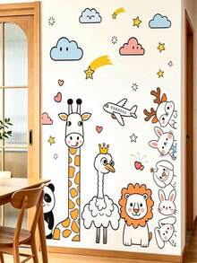 Cartoon Animal, Rainbow Slide, Cloud, Sun Wall Stickers, Suitable For Children's Room, Kindergarten, Self-Adhesive Decorative Wall Decals - Multicolor - View 10