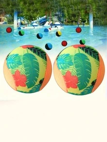 1pc Durable TPR Elastic Beach Ball - Colorful Water Fun Pool Ball, Suitable For Swimming Pool, Beach And Outdoor Games | Fun Pool Accessories, Colorful Design - 彩色 - 查看 5