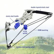 High-Power Stainless Steel Mini Compound Bow Shooting Kit - Ideal For Outdoor Sports Shooting & Holiday Gifts - 銀色 - 查看 5
