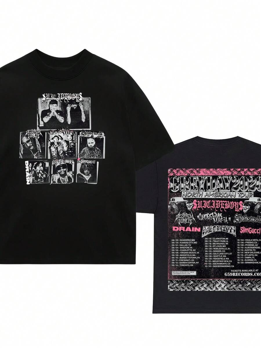 2026 Tour V4 Shirt G59 Merch Uni Rapper Clothing - Black - View 1