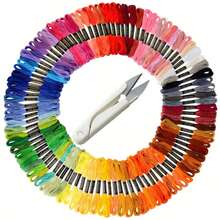 100pcs Embroidery Floss + 1pc Scissors Embroidery Thread Set, Cross Stitch Craft Thread, DIY Friendship Bracelet Weaving Thread, High Quality Rainbow Color Embroidery Silk Thread, Cross Stitch Thread, Craft Thread, Embroidery Thread Set, DIY Sewing Thread, Embroidery DIY Supplies Kit, Cross Stitch Thread, Embroidery Thread, Ideal Tool For Embroidery Beginners - Multicolor - View 8