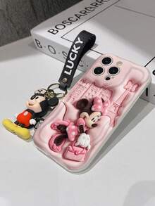 Disney Mickey Mouse Clubhouse Phone Case : 3D Fluffy Pattern Border Protector Phone Soft Phone Case With A Free Cute Mickey Bracelet Chain Lanyard, Mickey, Minnie, Goofy, Donald Duck, Daisy Duck, Pluto, For Apple 17 Promax 17 Pro 16 15 14 13 12 11 Pro Max XS Max X XR Soft Cover Summer Phone Case - 白色 - 查看 7