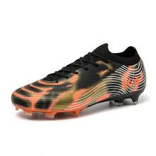 Adult Professional Soccer Cleats, Purple Gradient Long Studs, Natural Grass Non-Slip Practical Training Shoes - Black - View 2