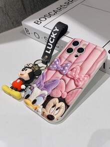 Disney Mickey Mouse Clubhouse Phone Case : 3D Fluffy Pattern Border Protector Phone Soft Phone Case With A Free Cute Mickey Bracelet Chain Lanyard, Mickey, Minnie, Goofy, Donald Duck, Daisy Duck, Pluto, For Apple 17 Promax 17 Pro 16 15 14 13 12 11 Pro Max XS Max X XR Soft Cover Summer Phone Case - trắng - Xem 7