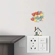1/3pcs 2D Heart Balloon House Self-Adhesive Light Switch Stickers, Cute Cartoon Wall Decor Gift, Suitable For Living Room, Bedroom, Bathroom, Coffee Bar, Home Party - Balloon Switch Sticker - View 9