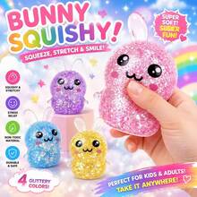 (4Pack)New Glitter Crystal Duck Shaped Squeeze And Release Toys, Slow Rebound Release Toys, Casual Holiday Gifts, High Aesthetic Dopamine Colors- Soft And Slow Back,Sticky Stress Relief Toy,Cute Stuff,Travel Portable Fidget Squeeze Toys,Squishy,Perfect For All Ages Austism,Ideal Holiday Gifts,Fun Cute Gift,Birthday Gifts,Easter Gifts,Halloween Gifts,Christmas Gifts,Christmas Stocking Fillers,Party Bag Fillers( Random Color) - 4Pack Glitter Rabbit - 查看 1