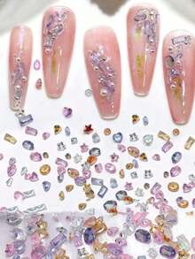 100/200pcs Colorful Cubic Zirconia Small Nail Art Charms 3D Nail Decor - Multicolor - View 3