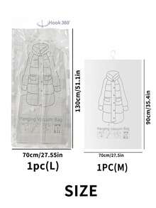 悬挂式真空收纳袋，大号悬挂式节省空间收纳袋，衣物悬挂式收纳袋，真空密封，适用于西装、连衣裙、外套，衣柜整理收纳，搬家用品 - 彩色 - 查看 9