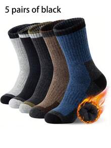 1/5/20/30/40 pares de calcetines de media caña para hombre, calcetines de toalla gruesos y cálidos con forro térmico para otoño/invierno, adecuados para senderismo al aire libre, esquí y otros deportes, calcetines de rizo gruesos y cálidos - Multicolor - Ver 4