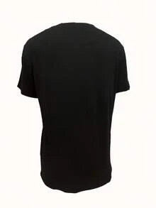 Casual Short-Sleeved T-Shirt With Round Neck - Black - View 3