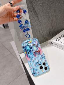 Disney Has Authorized, Phone Case - Chain Set, The Stitch Lilo & Stitch 3D Phone Case Plus A Silicone 3D Stitch Bracelet With Metallic Ring Removable Bracelet, Stitch And Angel Pattern, Compatible With Iphone17/16/15/14/13/12/11/XS/XR/X Plus Pro Max, A Stylish Cartoon Phone Case, The Perfect Gift Choice, Phone Protection, Durable Phone Cover, Great Gift For Friends And Family. - 白色 - 查看 3