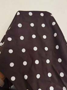 Blusa de manga corta con pliegues en la cintura y bajo asimétrico, estilo elegante de oficina para mujer - Marrón - Ver 9