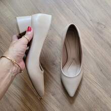 Women's Pump With 5cm Block Heel, Comfortable And Elegant For Work - Milithy Footwear - 杏仁 - 查看 3