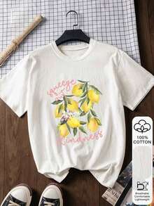 1 Pieza Moda Informal Para Hombres Y WomenPlus Tamaño Mujeres Informal Verano Algodón Carta Imprimir Corto Manga Superior, Gráfico Tee, Suave Tela, Algodón Ropa Al aire libre Superior, Impreso Patrón, Verano Camiseta Mujeres Camiseta Blusa Verano Desgaste, Vacaciones Conjunto de ropa Viajes Estilo, Playa Vibe, Minimalista Resort Desgaste El blanco es versátil, fácil de combinar, adecuado para el uso diario, el estilo urbano, los conjuntos de vacaciones y la ropa de fin de semana. - Blanco - Ver 6