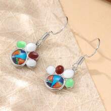 1 Đôi bông tai hình móng vuốt mèo bằng đồng thủ công độc đáo, đính đá ngọc lam và ngọc opal tổng hợp, bông tai đa năng thích hợp cho các bữa tiệc. - Bạc - Xem 3