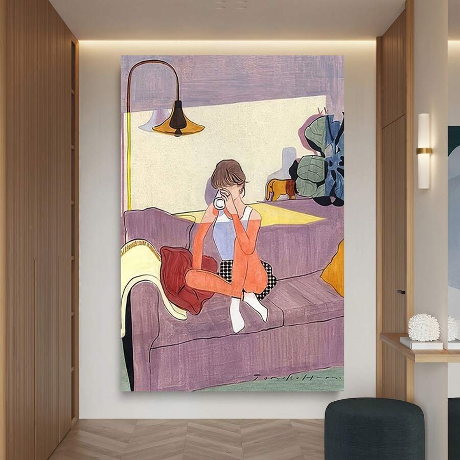Enmarcado [JIT] Póster y materiales impresos, 1 unidad, pintura sobre lienzo con marco, figuras minimalistas modernas, para el hogar, oficina, bar, cafetería, aula, dormitorio,  de decoración de pared para diversos lugares, regalo de vacaciones, huevo de Pascua, Día de los Inocentes, Día de la Madre. - Enmarcado - Ver 1