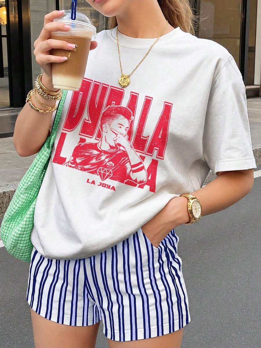 Paulo Dybala La Joya AS Roma S1Hirt, R B1Ootleg Football T1EE, Vintage S1occer Star Gift.