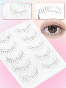 5 pares de pestañas postizas japonesas de dibujos animados, transparentes e invisibles, de estilo natural, suaves y ligeras. Adecuadas para citas, viajes, uso diario y maquillaje versátil - Ver 4