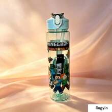 Hasbro Bình nước in hình nhân vật game Pixel, dung tích 500ml, chống rò rỉ, nắp bật và ống hút, bình nhựa đựng nước dùng hàng ngày, đi học, tập gym và dành cho người hâm mộ. - Nhiều màu - Xem 10