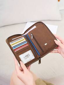 CHARM INFINITE RFID 防盗复古 PU 皮革护照夹，带拉链的旅行证件收纳包，多卡位，小巧护照夹 - 彩色 - 查看 3