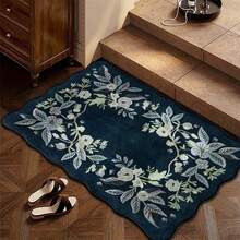 1 pieza Alfombra de baño de microfibra con diseño de estampado floral, antideslizante y súper suave, felpudo vintage, alfombra absorbente de agua para el baño, lavable a máquina, de pelo corto, con respaldo de TPR, tejido de punto, para baño, dormitorio, cocina, entrada, uso interior y exterior, accesorios y decoración de baño, regalo perfecto para un nuevo hogar. - A - Ver 9