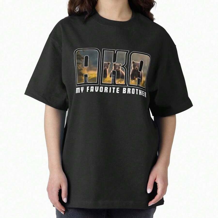 Aka My Favorite Brother Oversized T-ShirtShirt For Women Camiseta 100% Algodón Unisex - Playera Casual Premium de Corte Cómodo - Negro - Ver 1