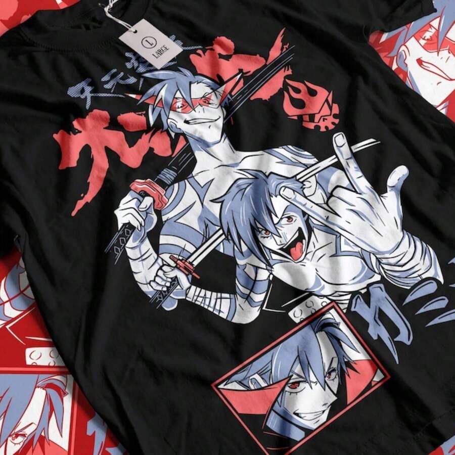 Kamina Tengen Toppa G1urren Lagann T-Shirt, Kamina T1EE, Simon, Yoko, Mecha, Anime Shirt, Aesthetic, Manga T1EE, j1apanese Movie, ShounenFor woman shi Camiseta 100% Algodón Unisex - Playera Casual Premium de Corte Cómodo - Negro - Ver 1