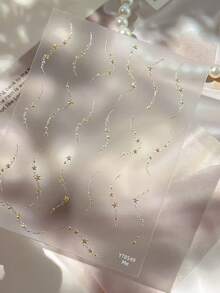 1/2片装金银星线美甲贴纸，激光全息闪亮自粘美甲贴花，DIY美甲装饰 - 彩色 - 查看 7