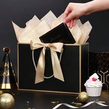 10pcs Set (2 Large Gift Bags, 2 Ribbons, 2 Greeting Cards, 4 Sheets Of Gift Paper) / 25pcs Set (5 Large Gift Bags, 5 Ribbons, 5 Greeting Cards, 10 Sheets Of Gift Paper) Portable Paper Gift Bags With Handles, Suitable For Birthdays - A - View 11