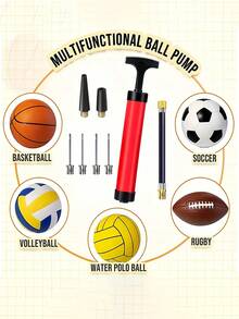 Portable Ball Pump Hand Air Pump With 5 Needles 2 Nozzle 1 Extension Hose Balloon Pump Hand Air Balls Pump Inflatable Kit Great For Basketball Football Volleyball Soccer Water Ball Rugby Balloon And Swimming Inflatable Toy Football Kit - Multicolor - View 4