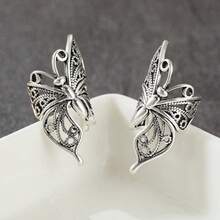 Women's Fashion Hollow Butterfly Design Clip-On Earrings, Suitable For Daily Wear And Party - Silver - View 3