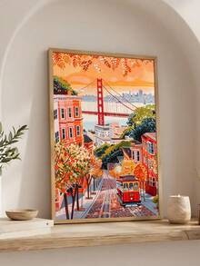 1pc Florence Italian Cafe Wall Art, San Francisco Wall Art, Travel Poster, City Art, Festival Gift,Suitable For Bedroom,Living Room,Kitchen,Wall Arts,Wall Decor,Home Decor,Room Decor, Canvas Wall Art, Posters, Wall Art With Frame, Optional Frame ﻿ ﻿ - 1PCS - View 6