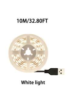 [1m/2m/3米/5m/10m LED燈條，電視背光，家居裝飾照明，家用LED夜燈，適用於家庭、房間、客廳、臥室、廚房裝飾，附電源，冷白/暖白，超亮且柔和，高密度，柔軟可裁剪LED燈條，適用於廚房、櫥櫃、層架、檯面、臥室，附感應開關衣櫥燈] - 白色 - 查看 13