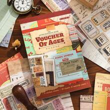 Vintage Material Book, Cabinet Series Handmade Paper Set Includes 5 Die-Cut Stickers And 10 Decorative Scrapbook Papers, Suitable For Crafting, Junk Journals, Scrapbook Decoration - Retro - View 11