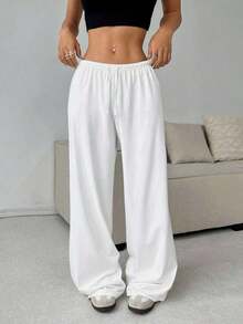 Pantalones de descanso de punto suave negros - Blanco - Ver 6
