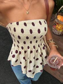 Top tubo/cropped con estampado de plantas para vacaciones de mujer - Amarillo claro - Ver 5