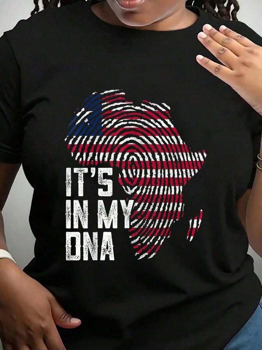 100% Cotton, It's In My DNA, Liberian Flag T-Shirt, Afro-Liberian T-Shirt For Men And Women, Comfortable Crew Neck Graphic Tee For Summer Vacation - 白色 - 查看 1