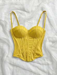 Camiseta de mujer  con textura de punto de onda, parte superior de mujer, playa, , sexy, cita, vacaciones en la playa, cita de vacaciones, té de la tarde, temporada de bodas, crucero de playa y , vacaciones en la ciudad, vacaciones bohemias, festiva - Amarillo - Ver 5