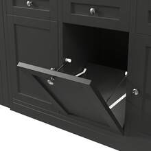 Extendable Bar Table With Storage, Folding Dining Table With Drawer And Snack Shelf, Sliding Bin Holder (Bin Not Included), Space-Saving Design Ideal For Small Apartments And Kitchens, Black - 查看 11