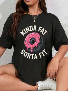 Conjunto para el Día de la Madre, Camiseta Divertida con Estampado de Donut para Gimnasio y Fitness, para Hombre y Mujer, Camiseta Gráfica Casual de Manga Corta, Camisetas Gráficas Occidentales, Ropa para Hombre, Camisas para Hombre, Camisetas Gráficas, Ropa para Mujer, Tops, Camisetas Gráficas, Y2k, Tops de Mujer - Negro - Ver 5