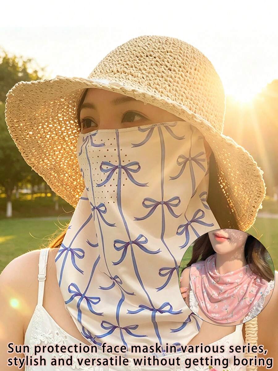 Outdoor UV Protection Breathable Sunscreen Face Mask, Ear-Hanging Neck Gaiter, Variety Of Printed Designs For Summer - Multicolor - View 1