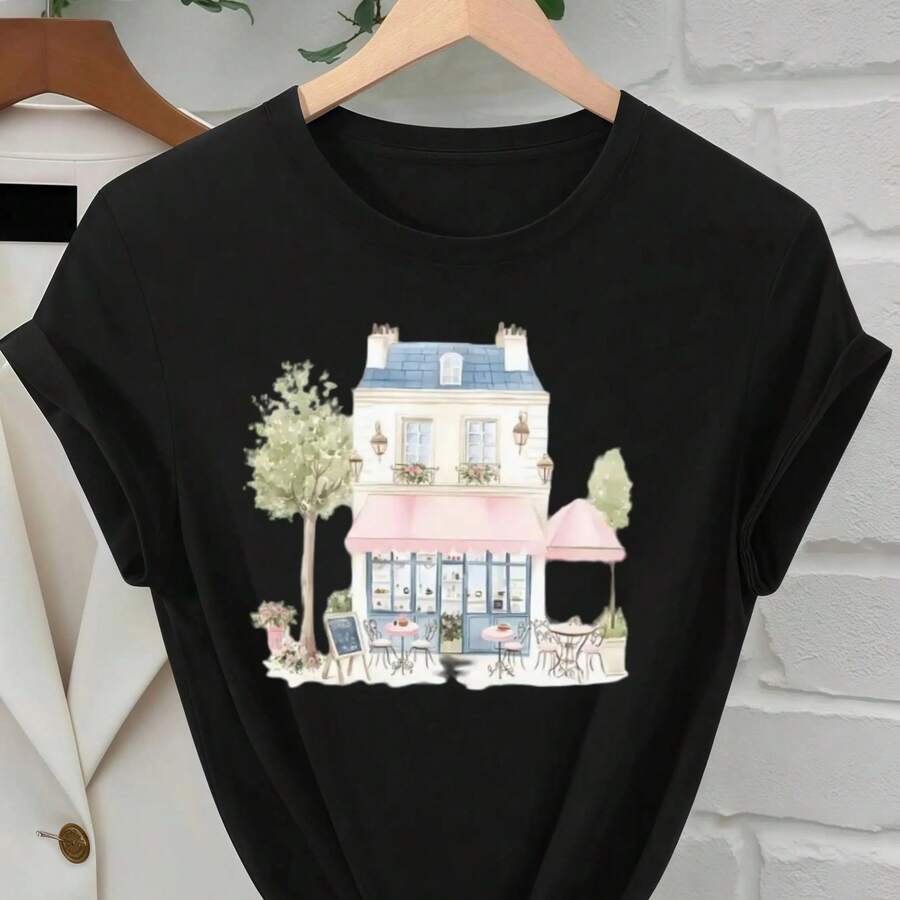 Essential Casual T-Shirt fclothes Women: All-Day Comfclothest, Soft & Lightweight with clothes Print - Negro - Ver 1