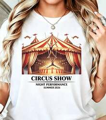 Camiseta gráfica "Ring Master" para mujer - Camiseta casual de cuello redondo con diseño de carpa de circo colorida, perfecta para primavera, verano y otoño, top de moda para el día a día, camiseta de moda para el día a día. |   Top con Estampado Divertido | Ajuste cómodo, camisetas para mujer, camiseta gráfica clásica unisex perfecta para uso diario, camiseta casual de algodón para verano, suave, ligera y cómoda para el día a día, diseño casual elegante ideal para hombres y mujeres, camiseta de cuello redondo, camiseta deportiva, top, ropa de exterior, ropa de trabajo, ropa de oficina, vacaciones, graduación, camiseta casual, camiseta ajustada, camiseta con eslogan, camiseta con cita, camiseta gráfica minimalista, camiseta gráfica divertida, fiesta en la playa, surf, picnic, regalo, ropa para el aeropuerto, primavera, verano, otoño, invierno, todas las estaciones. - Blanco 2 - Ver 7