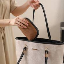 Bolsa de cosméticos portátil de gran capacidad, organizador multifuncional, bolsa de almacenamiento de maquillaje elegante y minimalista, organizador de alta calidad - Ver 5