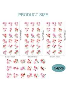 54pcs Abstract Pink Roses UV DTF Stickers, Colorful UV DTF Transfer Stickers, High Viscosity UV DTF Transfer Paper Creative Floral Patterns, Durable Adhesive, Home Decorations, Enthusiasts Suitable For Keychains, Small Pendants, Mugs UV DTF Keychain Sticker(Stickers Solely) - Multicolor - View 11